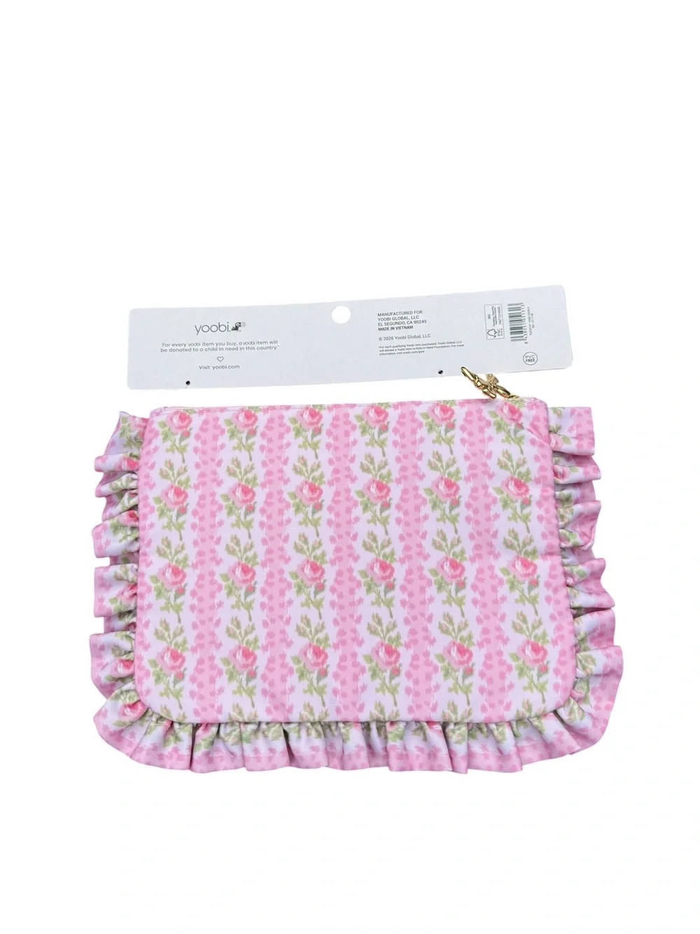 LoveShackFancy Pink Floral Ruffle Pouch and Binder Set